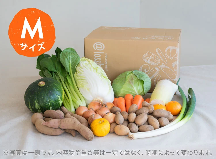12月のお届け野菜の例(Mサイズ)